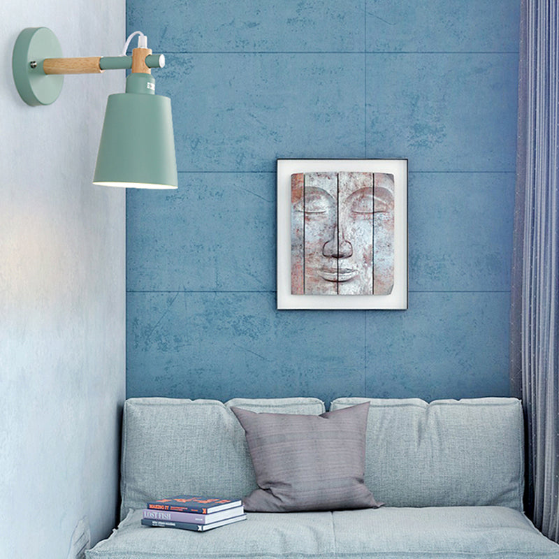 Candy Colored Bucket Sconce Light Angle Adjustable 1 Light Macaron Metal Sconce Lamp for Shop
