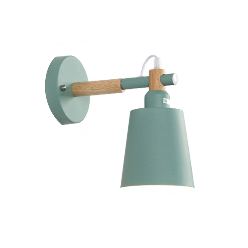 Candy Colored Bucket Sconce Light Angle Adjustable 1 Light Macaron Metal Sconce Lamp for Shop