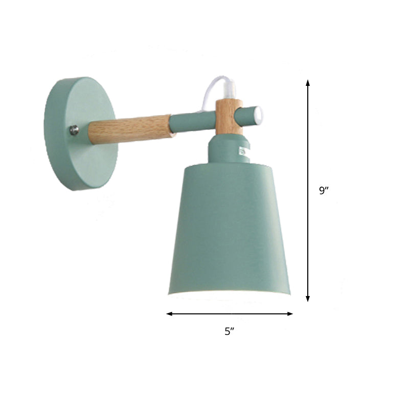 Candy Colored Bucket Sconce Light Angle Adjustable 1 Light Macaron Metal Sconce Lamp for Shop