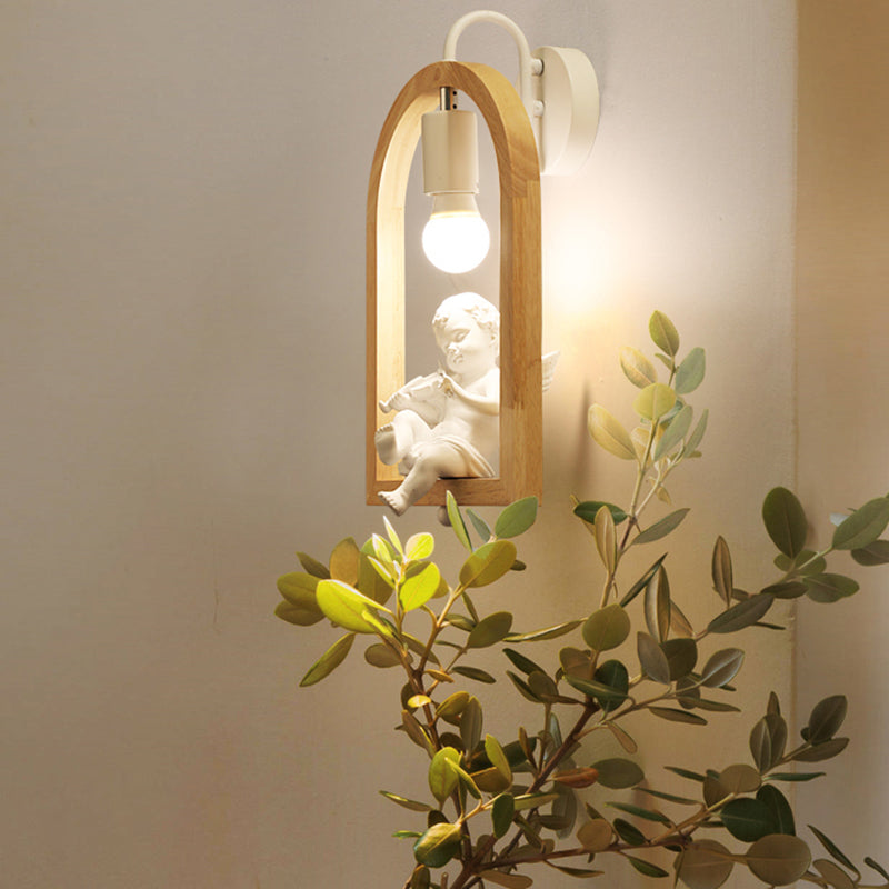 Holzbogenregal-Wandlicht mit schöner Deco Boutique 1 Licht Moderne Wandleuchte in Beige