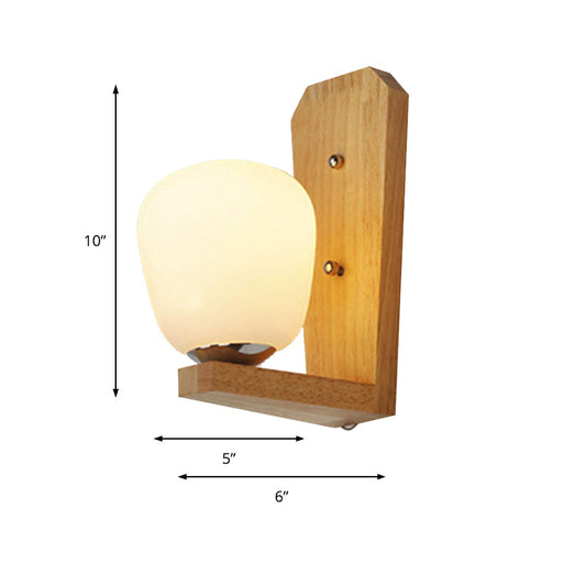 Frendorf | 1 Licht Ballonform Wandleuchte Japanisches Milchglas Wandleuchte in Weiß für Hotel Esszimmer