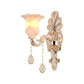 Frendorf | Kristall Champagner Wandbeleuchtung Idee Blumen Shade 1/2-Kopf Klassische Wandmontierte Lampe Leuchte