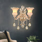 Frendorf | Kristall Champagner Wandbeleuchtung Idee Blumen Shade 1/2-Kopf Klassische Wandmontierte Lampe Leuchte