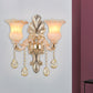 Frendorf | Kristall Champagner Wandbeleuchtung Idee Blumen Shade 1/2-Kopf Klassische Wandmontierte Lampe Leuchte