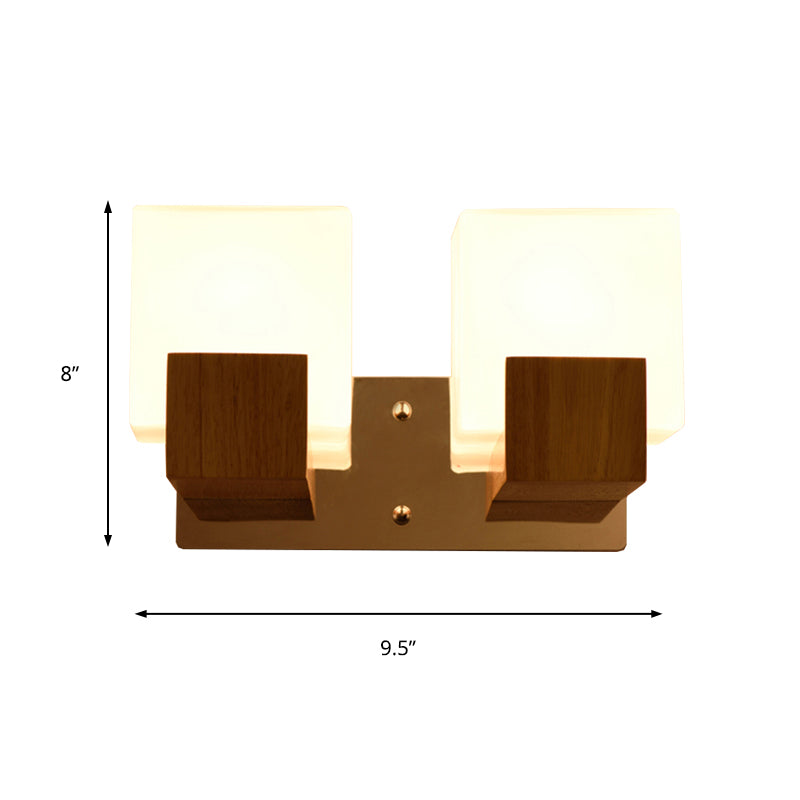 Frendorf | Witte Cube Wandlamp Japanse Stijl Eenvoudige Opale Glazen Wandlamp voor Trap Woonkamer