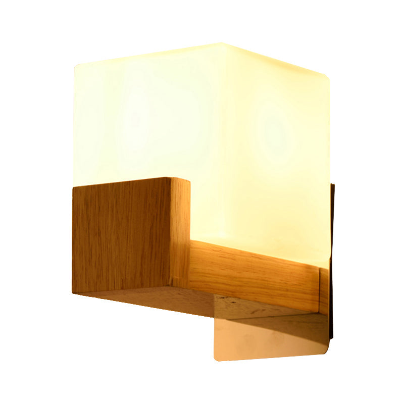 Frendorf | Witte Cube Wandlamp Japanse Stijl Eenvoudige Opale Glazen Wandlamp voor Trap Woonkamer