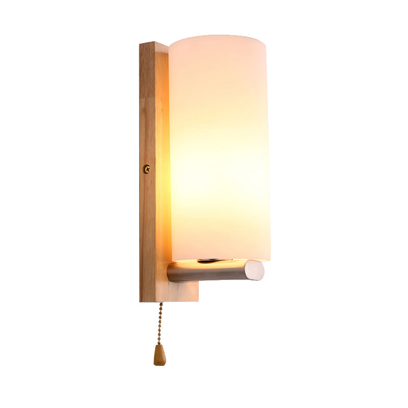Einfache Röhrenform Wandleuchte Opalglas 1 Glühbirne Weißes Finish Wandlampe für Schlafzimmer Café
