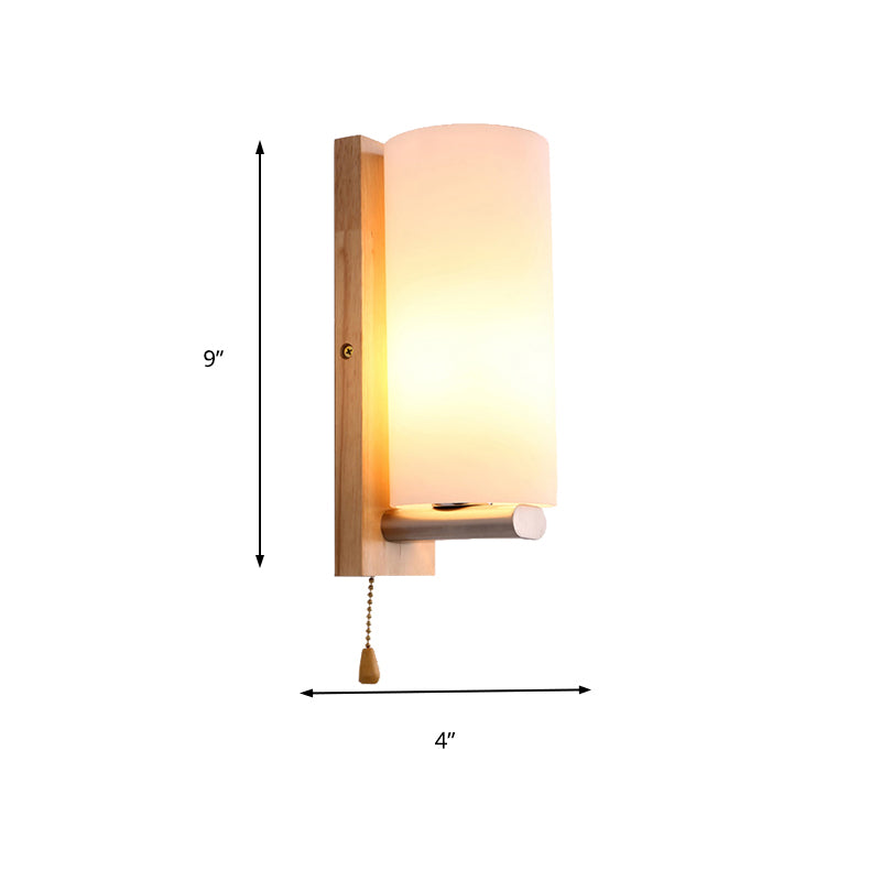 Einfache Röhrenform Wandleuchte Opalglas 1 Glühbirne Weißes Finish Wandlampe für Schlafzimmer Café