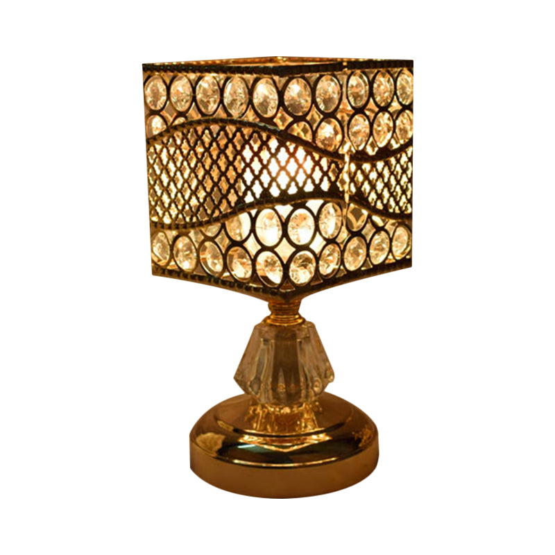 Zylinder/Rund/Viereck Nachttischlampe Modernismus Kristallbesetzte Einzelne Glühbirne Gold Nachttischlampe