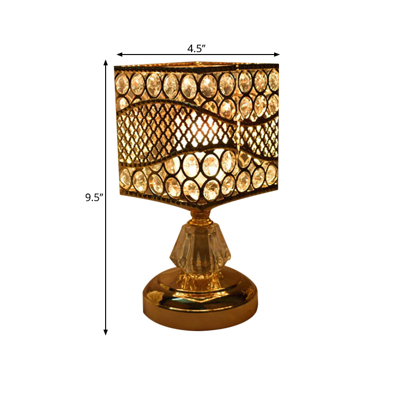 Zylinder/Rund/Viereck Nachttischlampe Modernismus Kristallbesetzte Einzelne Glühbirne Gold Nachttischlampe