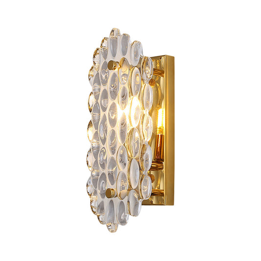 Frendorf | 1 Licht Flur Wandleuchte Postmodern Gold Wandleuchte Wandlampe mit Maisförmigem Kristallpaneel-Schirm