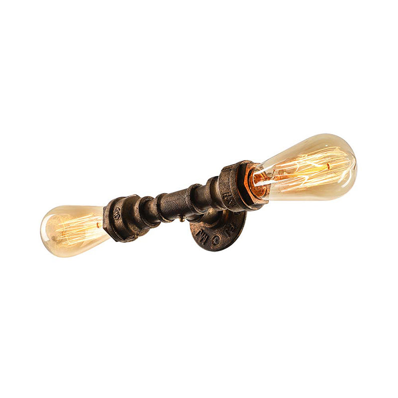 Frendorf | 2 Lampen Wandlamp mit Wasserrohr Wrought Iron Vintage Stil Wohnzimmer Wandmontierte Lampe in Alter Messing