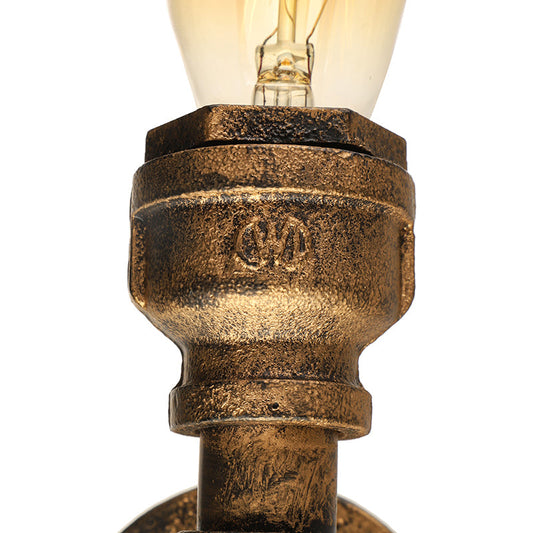Frendorf | 2 Lampen Wandlamp mit Wasserrohr Wrought Iron Vintage Stil Wohnzimmer Wandmontierte Lampe in Alter Messing