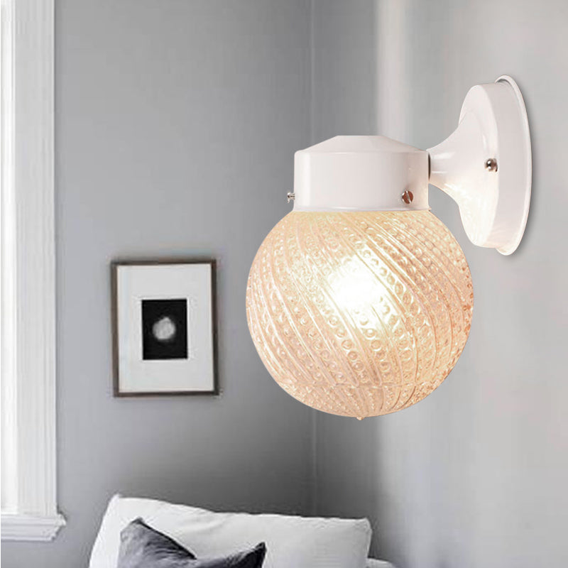Frendorf | 1 Licht Passage Wandverlichting met Globe Ruitjes Glazen Kap Moderne Zwart/Witte Wandlamp Fixture