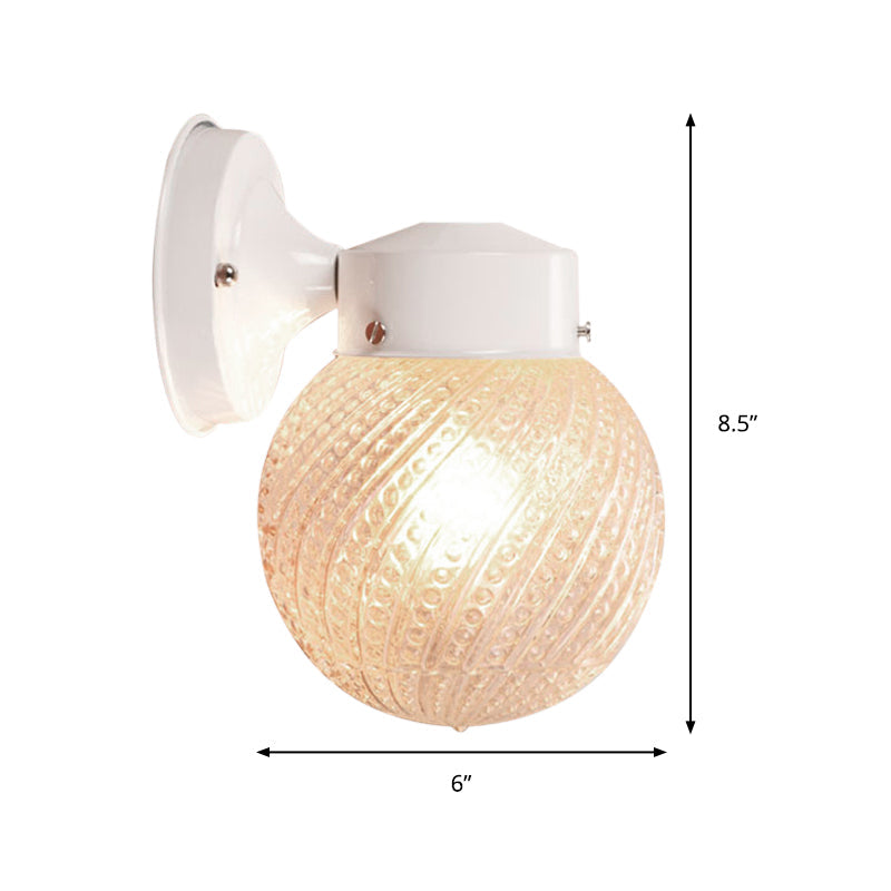 Frendorf | 1 Licht Passage Wandverlichting met Globe Ruitjes Glazen Kap Moderne Zwart/Witte Wandlamp Fixture