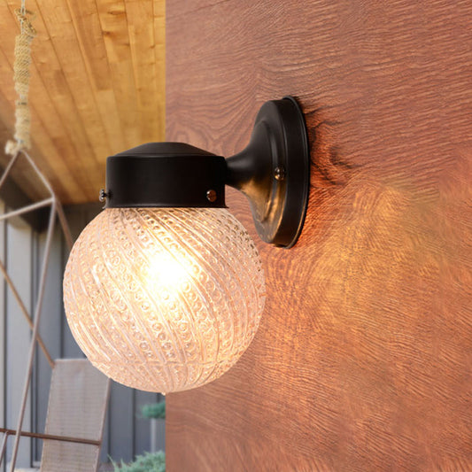 Frendorf | 1 Licht Passage Wandverlichting met Globe Ruitjes Glazen Kap Moderne Zwart/Witte Wandlamp Fixture