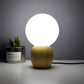 Frendorf | SoftLume Elegante Stehlampe – Natürliches Holz & Runde Glasschirm
