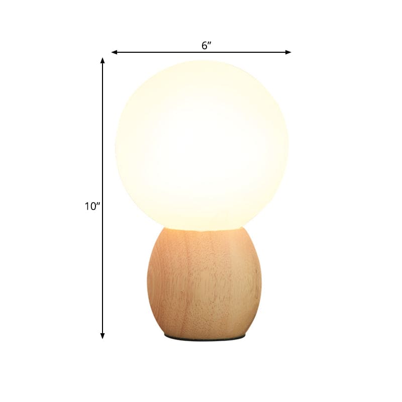 Frendorf | SoftLume Elegante Stehlampe – Natürliches Holz & Runde Glasschirm