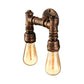 Frendorf | Industriële Bare Bulb Wandlamp Verlichting met Waterpijp 2 Lichten Metallic Wandgemonteerde Lamp in Zwart/Antiek Messing
