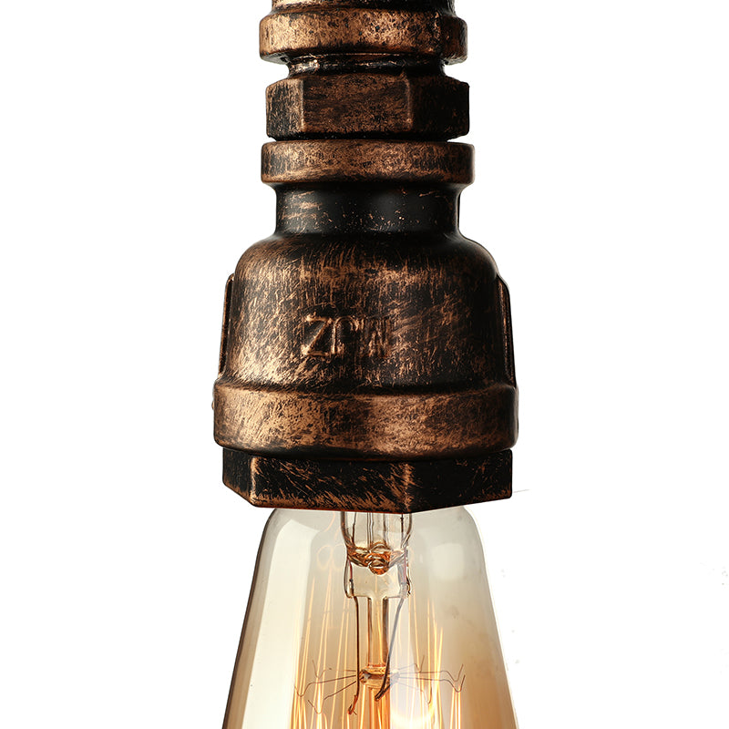 Frendorf | Industriële Bare Bulb Wandlamp Verlichting met Waterpijp 2 Lichten Metallic Wandgemonteerde Lamp in Zwart/Antiek Messing