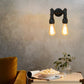 Frendorf | Industriële Bare Bulb Wandlamp Verlichting met Waterpijp 2 Lichten Metallic Wandgemonteerde Lamp in Zwart/Antiek Messing
