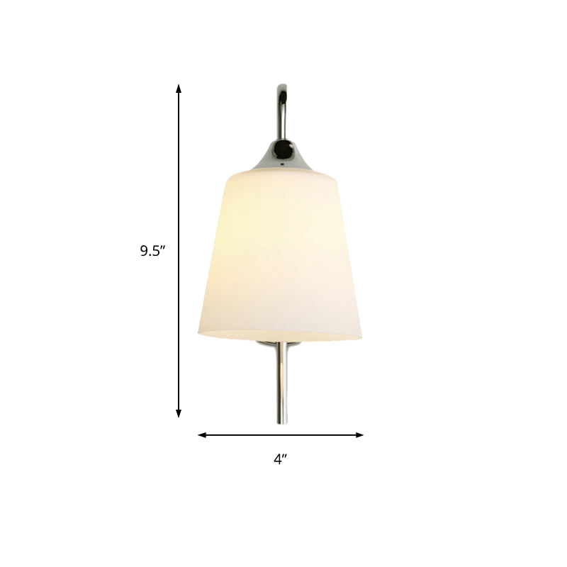 Frendorf | Bell Milchglas Wandleuchte Modernistisch 1 Licht Chrom Wandmontierte Lampe mit Gebogenem Arm
