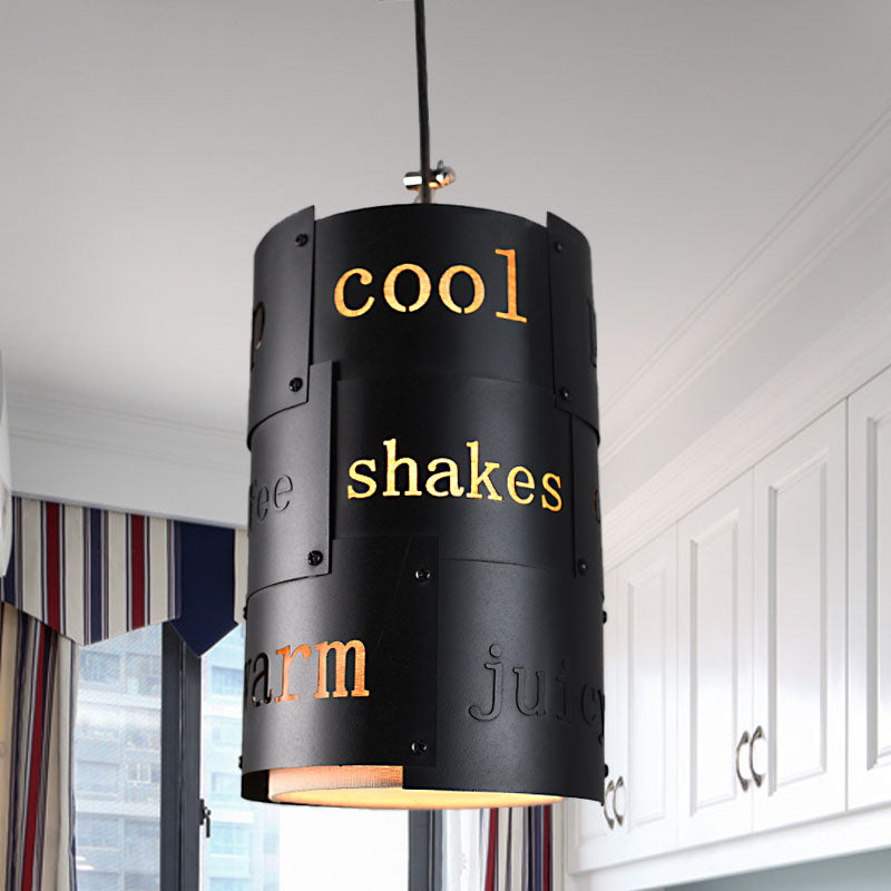 Mini Spliced Column Bier Bar Hängeleuchte Kunstfertigkeit Metallisch Einzel Schwarz Deckenpendel mit Schrift