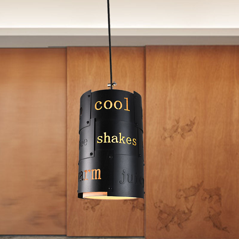 Mini Spliced Column Bier Bar Hängeleuchte Kunstfertigkeit Metallisch Einzel Schwarz Deckenpendel mit Schrift
