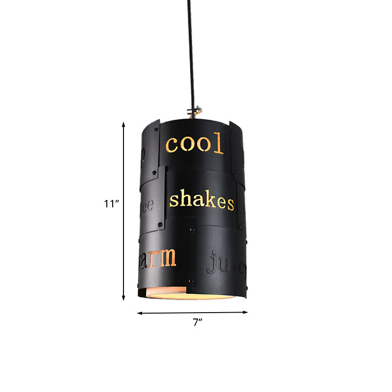 Mini Spliced Column Bier Bar Hängeleuchte Kunstfertigkeit Metallisch Einzel Schwarz Deckenpendel mit Schrift