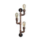 Frendorf | Warehouse Waterpijp Wandlamp met Blootgestelde Gloeilamp 2/3 Lichten IJzeren Wandlamp in Verweerd Koper