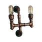 Frendorf | Warehouse Waterpijp Wandlamp met Blootgestelde Gloeilamp 2/3 Lichten IJzeren Wandlamp in Verweerd Koper