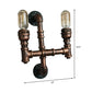 Frendorf | Warehouse Waterpijp Wandlamp met Blootgestelde Gloeilamp 2/3 Lichten IJzeren Wandlamp in Verweerd Koper