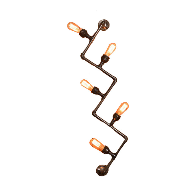 Frendorf | Bronze Finish Pipe Wall Lamp with Wavy Design Industrial Style Metallic 2/5 Bulbs Wohnzimmer Wand Scone Licht