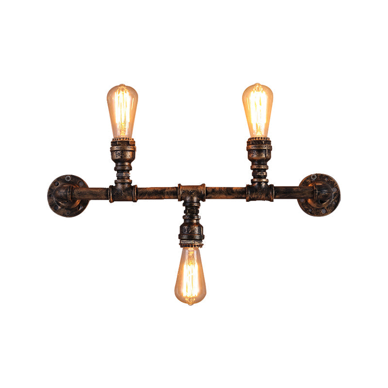 Frendorf | Metalen Op en Neer Wandlamp met Pijppatroon Vintage Stijl 3 Bulbs Woonkamer Wandmontage Licht in Brons