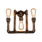 Frendorf | Industrielle Exposed Wandlampe mit Rohrdesign 3 Köpfe Schmiedeeisen Wandleuchte in antikem Messing für Flur