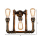 Frendorf | Industrielle Exposed Wandlampe mit Rohrdesign 3 Köpfe Schmiedeeisen Wandleuchte in antikem Messing für Flur