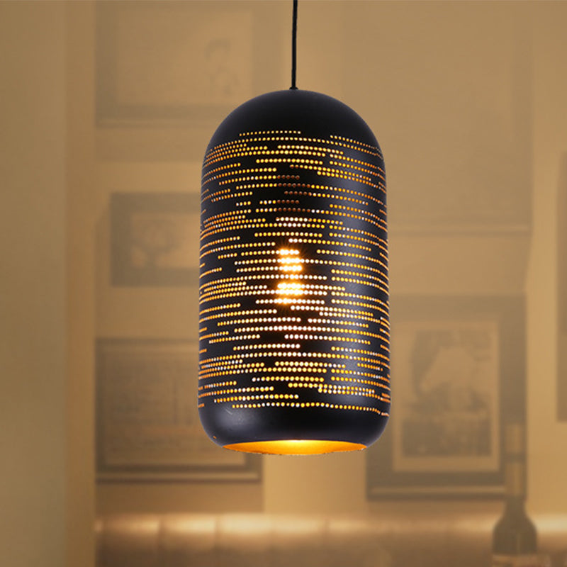 Schwarze Laser-Cut Wintermelon Pendelleuchte Loft Stil Metall 1-Licht 4"/8" Breit Bistro Hängeleuchte