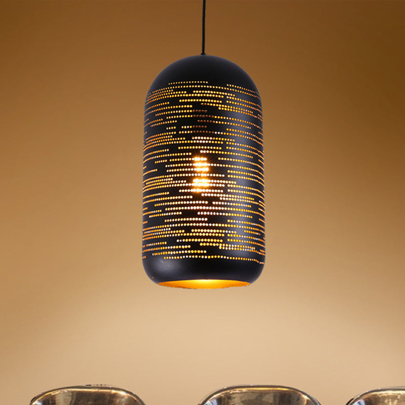 Schwarze Laser-Cut Wintermelon Pendelleuchte Loft Stil Metall 1-Licht 4"/8" Breit Bistro Hängeleuchte