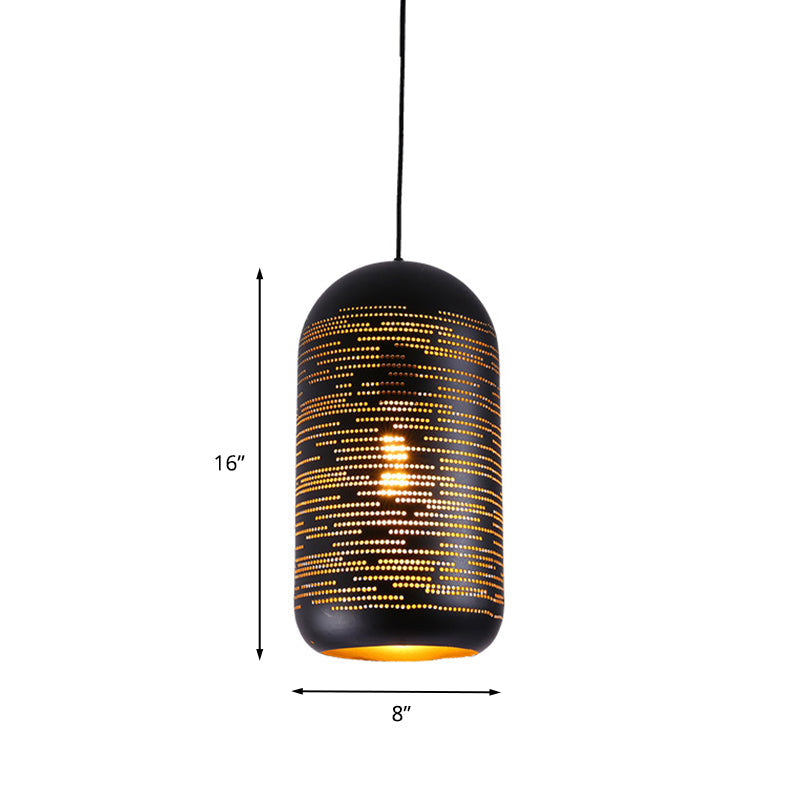 Schwarze Laser-Cut Wintermelon Pendelleuchte Loft Stil Metall 1-Licht 4"/8" Breit Bistro Hängeleuchte