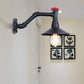 Frendorf | 1 Kopfrohr Wandlampe mit Kegelshade und Ventil Vintage Industrie Schwarz Metall Wandlampe Wandleuchte