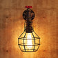 Frendorf | Globe Caged Corridor Wandlamp met Ventiel Deco Vintage Metaal 1 Licht Zwart/Bronze Wandlamp