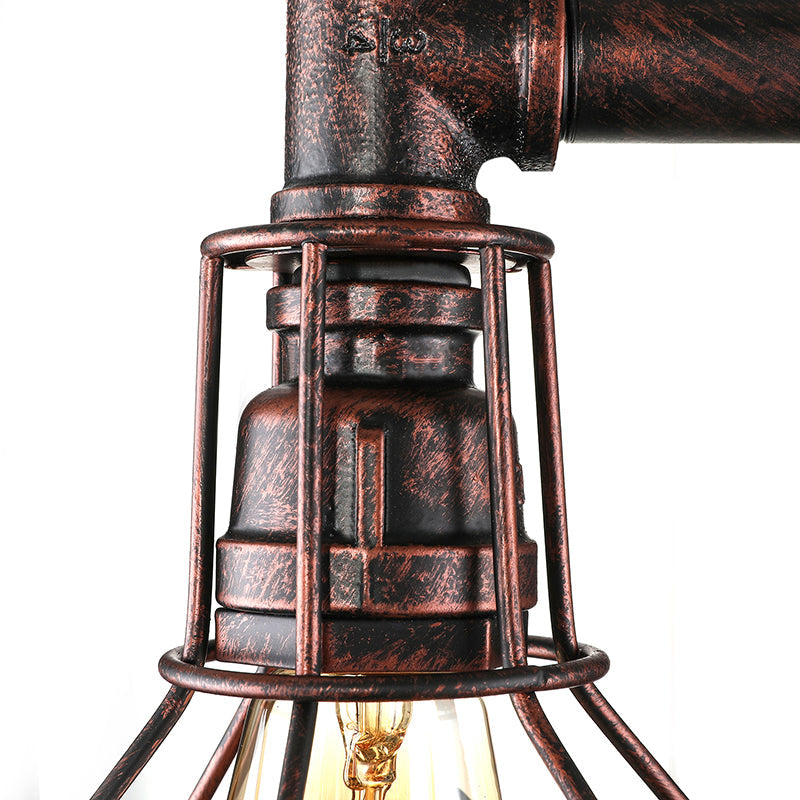 Frendorf | Globe Caged Corridor Wandlamp met Ventiel Deco Vintage Metaal 1 Licht Zwart/Bronze Wandlamp