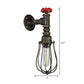 Frendorf | 1 Kopf Glühlampe geformte Wandlampe mit Drahtschutz und rohem Ventil Industrie Antik Messing Eisen Wandmontage Licht