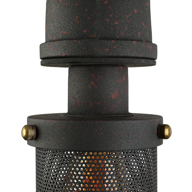 Frendorf | 1 Licht Metall Wandverlichting Industrieel Zwart Gaas Cilinder Schaduw Slaapkamer Wandlamp Fixture met Pijp