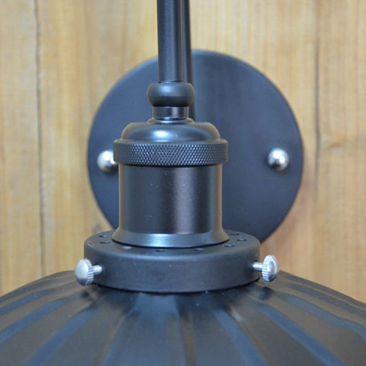 Frendorf | Gooseneck Metall Wand Scone Licht Industrie 9.5"/13" W 1 Licht Flur Wandlampe mit gewelltem Schirm in Schwarz
