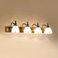 Frendorf | Blumen Ivory Glas Schminklichter Kolonialstil 1/2/3-Glühbirnen Badezimmer Wandmontierte Beleuchtung in Gold