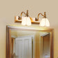 Frendorf | Blumen Ivory Glas Schminklichter Kolonialstil 1/2/3-Glühbirnen Badezimmer Wandmontierte Beleuchtung in Gold