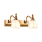 Frendorf | Blumen Ivory Glas Schminklichter Kolonialstil 1/2/3-Glühbirnen Badezimmer Wandmontierte Beleuchtung in Gold