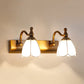 Frendorf | Blumen Ivory Glas Schminklichter Kolonialstil 1/2/3-Glühbirnen Badezimmer Wandmontierte Beleuchtung in Gold