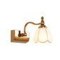 Frendorf | Blumen Ivory Glas Schminklichter Kolonialstil 1/2/3-Glühbirnen Badezimmer Wandmontierte Beleuchtung in Gold